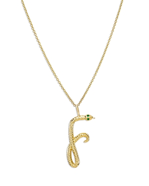 Zoe Lev 14k Yellow Gold Emerald & Diamond Accent Snake Initial Pendant Necklace, 16-18 In F