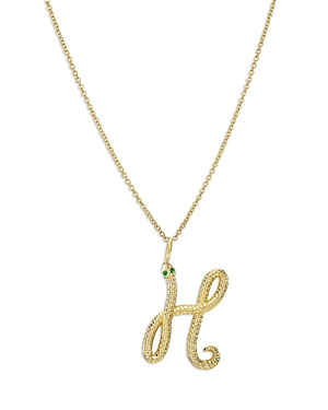 Zoe Lev 14k Yellow Gold Emerald & Diamond Accent Snake Initial Pendant Necklace, 16-18 In H