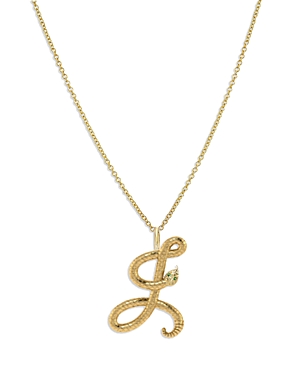 Zoe Lev 14k Yellow Gold Emerald & Diamond Accent Snake Initial Pendant Necklace, 16-18 In J