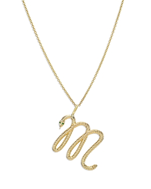 Zoe Lev 14k Yellow Gold Emerald & Diamond Accent Snake Initial Pendant Necklace, 16-18 In M