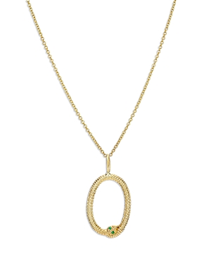 Zoe Lev 14k Yellow Gold Emerald & Diamond Accent Snake Initial Pendant Necklace, 16-18 In O