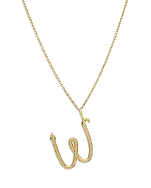 Zoe Lev 14k Yellow Gold Emerald & Diamond Accent Snake Initial Pendant Necklace, 16-18 In W