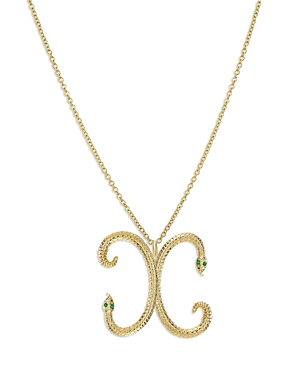 Zoe Lev 14k Yellow Gold Emerald & Diamond Accent Snake Initial Pendant Necklace, 16-18 In X