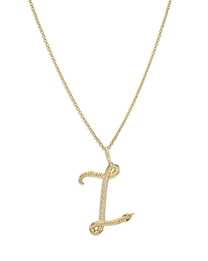 Zoe Lev 14k Yellow Gold Emerald & Diamond Accent Snake Initial Pendant Necklace, 16-18 In Z