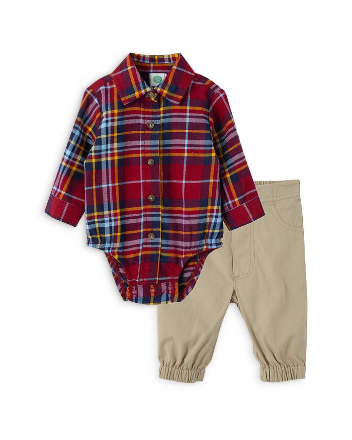 Little Me Boys' Button Up Bodysuit & Khaki Pants Set Baby