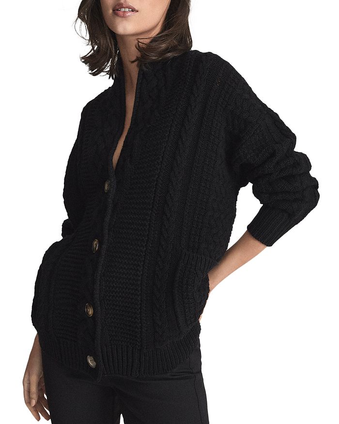 REISS Summer Vintage Cable Knit Cardigan | Bloomingdale's