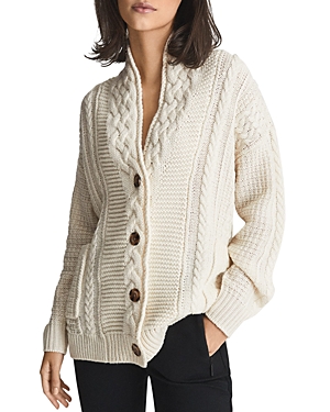REISS SUMMER VINTAGE CABLE KNIT CARDIGAN,55911402