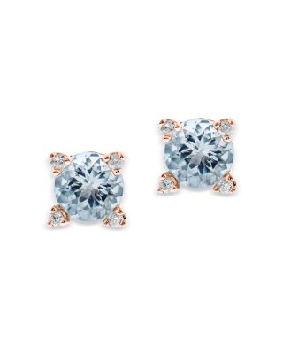 Bloomingdale's Fine Collection Aquamarine & Diamond Stud Earrings in 14K Rose Gold - Exclusive