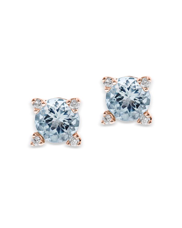 Bloomingdale's Gemstone & Diamond Stud Earring Collection In 14k Gold, 0.04 Ct. T.w. - 100% Exclusive In Blue/rose Gold