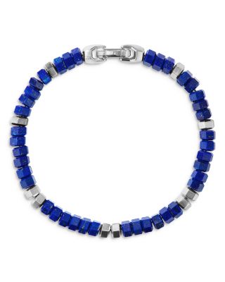 Men's Hex Bead Bracelet in Sterling Silver, 6mm