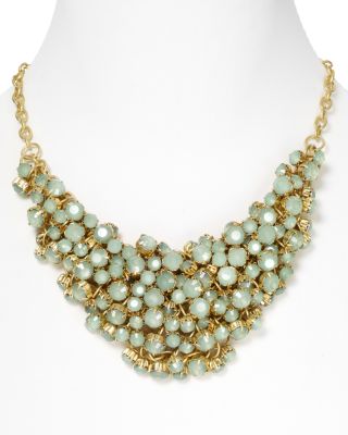 AQUA - Mint Green Cluster Bead Necklace, 17" - Exclusive