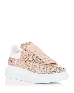 Alexander Mcqueen Women's Oversized Crystal Low Top Sneakers In Pink/white