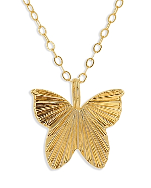Moon & Meadow 14k Yellow Gold Butterfly Pendant Necklace, 17