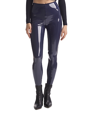 Commando Classic Patent Faux-leather Firming Leggings In Navy