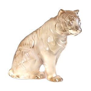 Lalique Sitting Tiger Small Sculpture In Gold