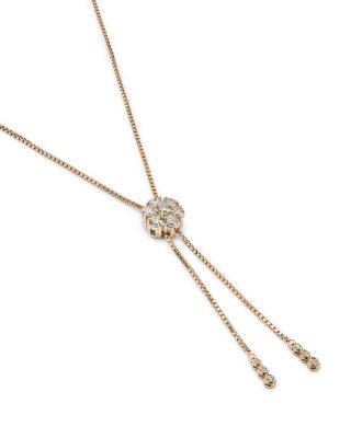Diamond Flower Bolo Necklace in 14K Yellow Gold, 1.50 tcw 