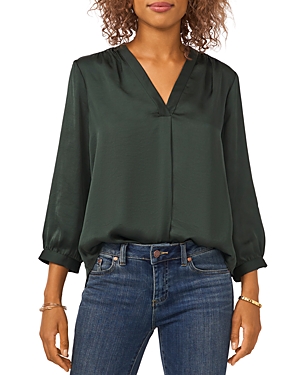 Vince Camuto V Neck Top In Dark Willow