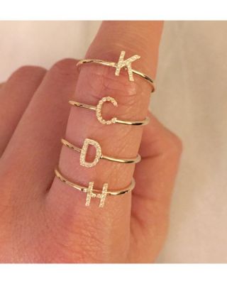 14K Yellow Gold Initial Diamond Ring