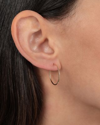 14K Yellow Gold Medium Thread Hoop Earrings