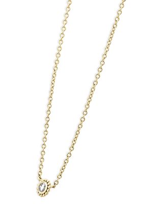 18K Yellow Gold Covet Diamond Caviar Bead Solitaire Pendant Necklace, 16-18"