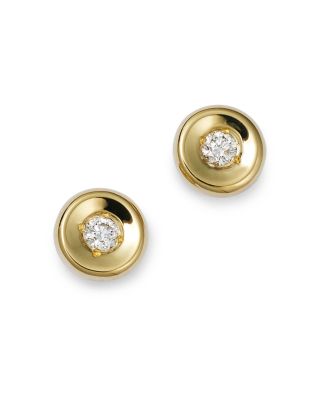 Roberto Coin - 18K Yellow Gold Tiny Treasures Diamond Round Cut Stud Earrings