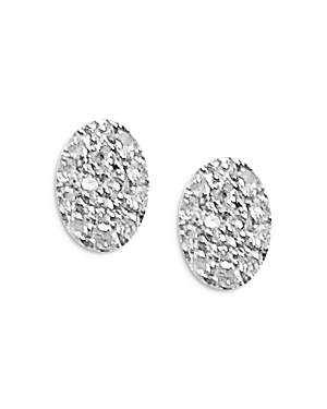 Shop Meira T Meria T 14k White Gold Pave Diamond Oval Stud Earrings