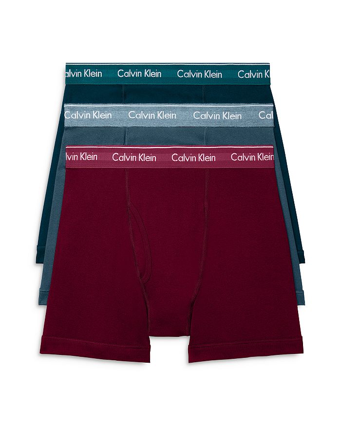 Calvin Klein Cotton Boxer Briefs, Pack Of 3 In Burgundy/teal/dark Teal