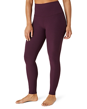 Beyond Yoga Caught In The Midi High-waist Space-dye Leggings In Fig Heathe