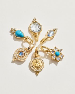 18K Yellow Gold Celestial Blue Moonstone &amp; Diamond Mini Orbit Pendant