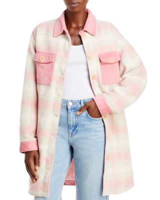 aqua button down plaid coat