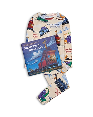 Hatley Boys' Cotton Steam Train Dream Train Pajamas & Book Set - Little Kid In Yellow
