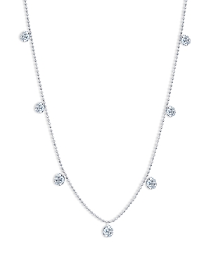 Graziela Gems 18K White Gold Diamond Dangle Floating Statement Necklace, 18