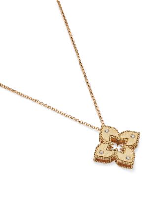 18K Yellow Gold Petite Venetian Princess Diamond Pendant Necklace, 17"