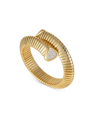 Marina B 18K Yellow Gold Trisola Diamond Coil Bangle Bracelet ...