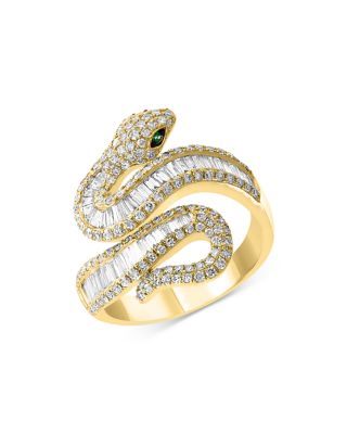 Bloomingdale's Fine Collection - Emerald & Diamond Snake Ring in 14K Yellow Gold - Exclusive