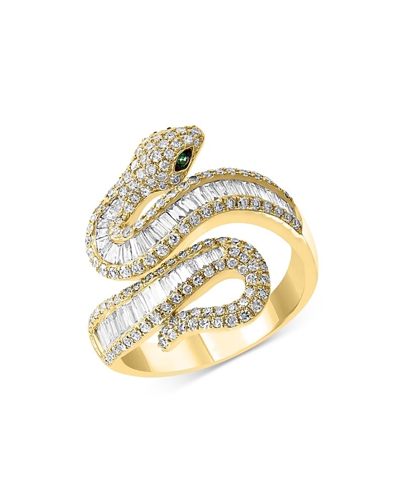 Bloomingdale's Fine Collection Emerald & Diamond Snake Ring in 14K Yellow Gold