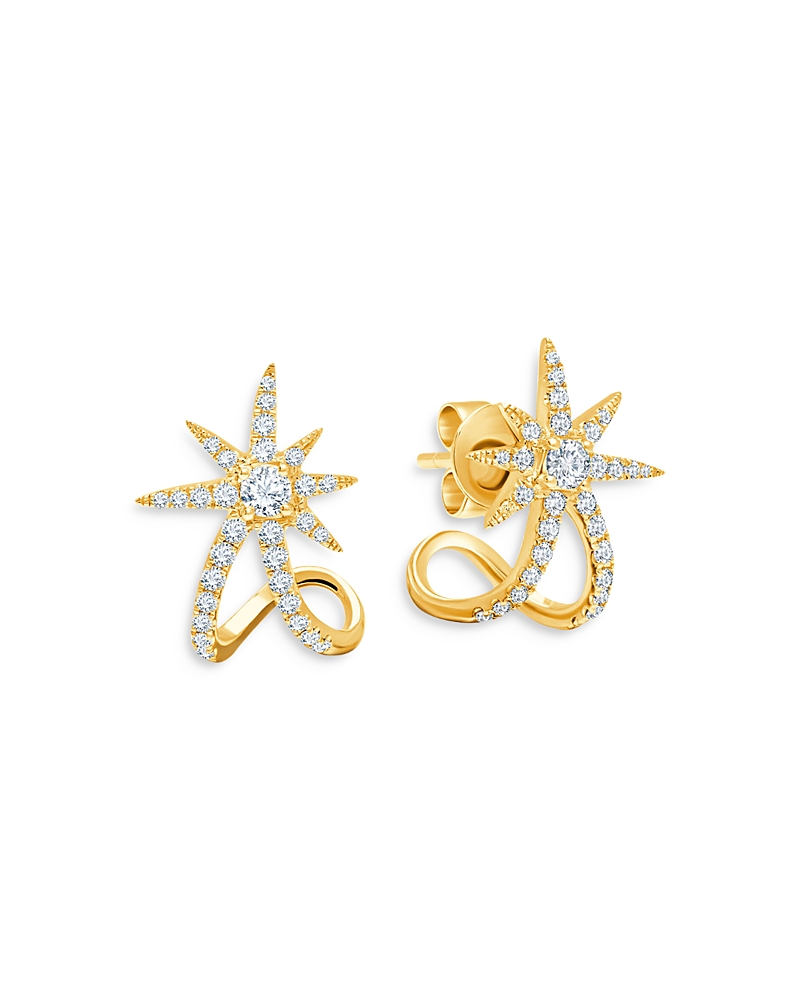 Graziela Gems Gems 18k Yellow Gold Diamond Starburst Ear Cuffs In Gold