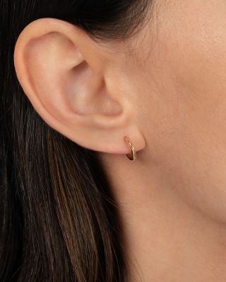 14K Yellow Gold Small Huggie Hoop Earrings