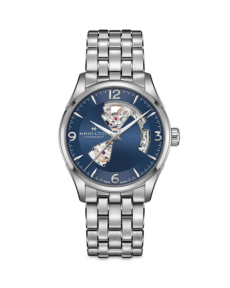 Hamilton Jazzmaster Automatic Open Heart Blue Dial Mens Watch H32705141 In Blue/silver