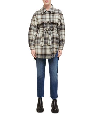 maje gavino plaid belted coat