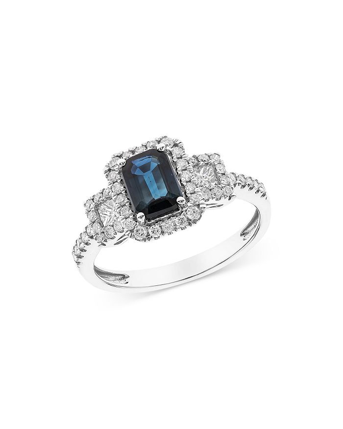 Bloomingdale's - Sapphire & Diamond Halo Ring in 14K White Gold - 100% Exclusive