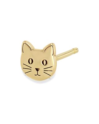 Zoë Chicco - 14K Yellow Itty Bitty Symbols Cat Single Stud Earring