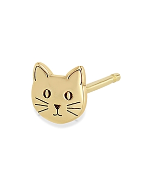 Zoe Chicco 14K Yellow Itty Bitty Symbols Cat Single Stud Earring
