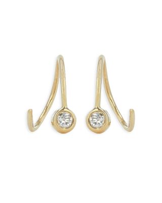 Rachel Reid 14K Yellow Gold Diamond Dot Wire Threader Earrings ...