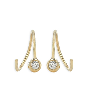 Rachel Reid 14K Yellow Gold Diamond Dot Wire Threader Earrings