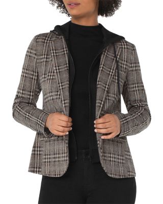grey plaid boyfriend blazer