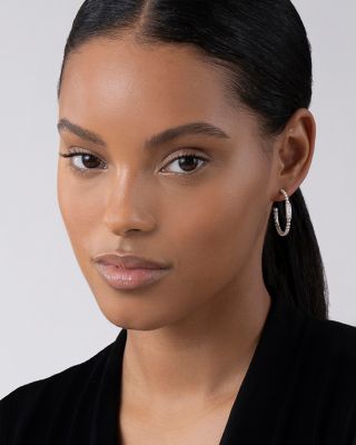 Sterling Silver Caviar Spark Diamond Hoop Earrings