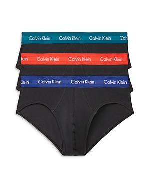 Calvin Klein Cotton Stretch Moisture Wicking Hip Briefs, Pack Of 3 In Black Multi