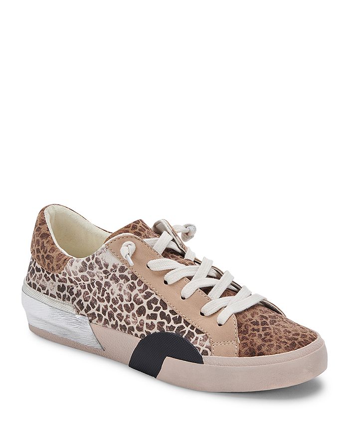 Dolce Vita Zina Lace-up Sneakers Women's Shoes In Leopard Dusted Suede