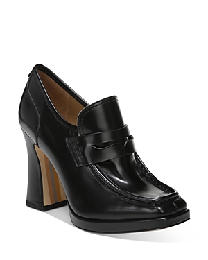 Sam Edelman Women's Jeanette Block Heel Loafer Pumps In Black Leather